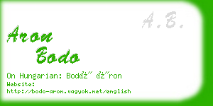 aron bodo business card